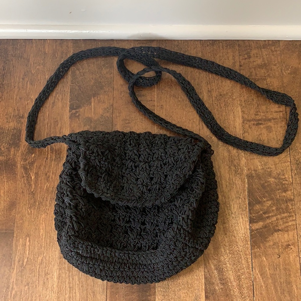 Vintage Rodana Ltd black crochet crossbody bag